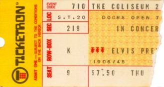 Elvis Concert Tickets 1975