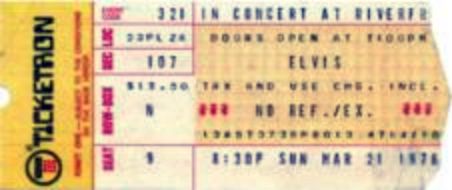 Elvis Concert Tickets 1976