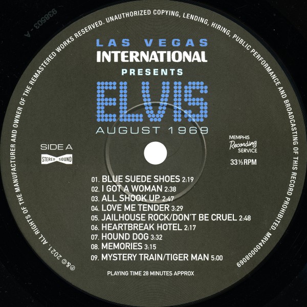 LP Las Vegas International Presents Elvis August 1969 MRS MRV400008069