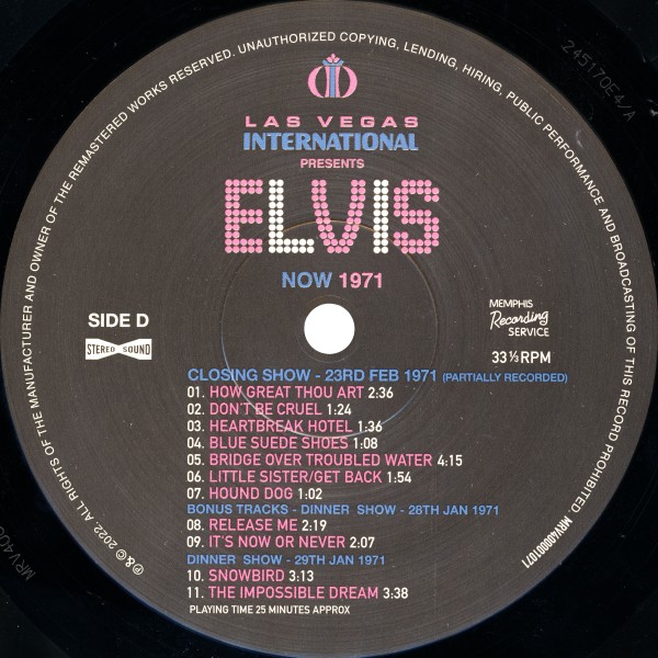 LP Las Vegas International Presents Elvis Now1971 MRS MRV 400001071