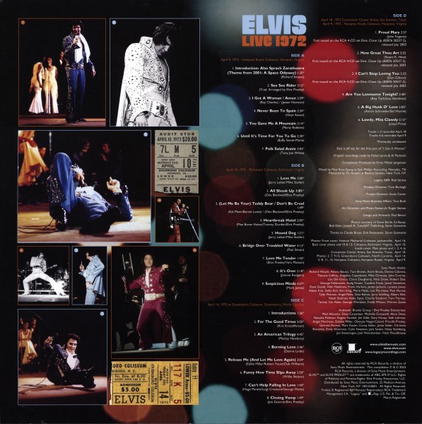 LP Elvis Live 1972 RCA Legacy 196587 26061