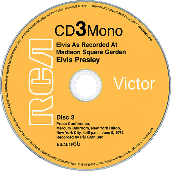 CD Elvis As Recorded At Madison Square Garden FTD 506020 975174