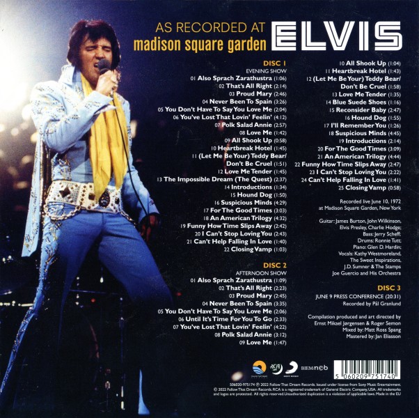 CD Elvis As Recorded At Madison Square Garden FTD 506020 975174