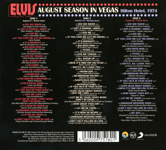 CD August Season In Vegas Hilton Hotel 1974  FTD 506020 975180