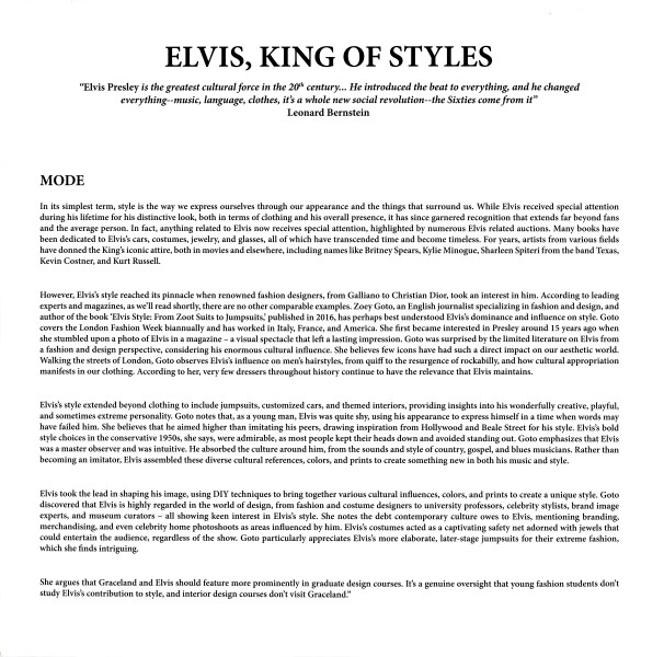 LP Elvis, King Of Styles VPI 783 707