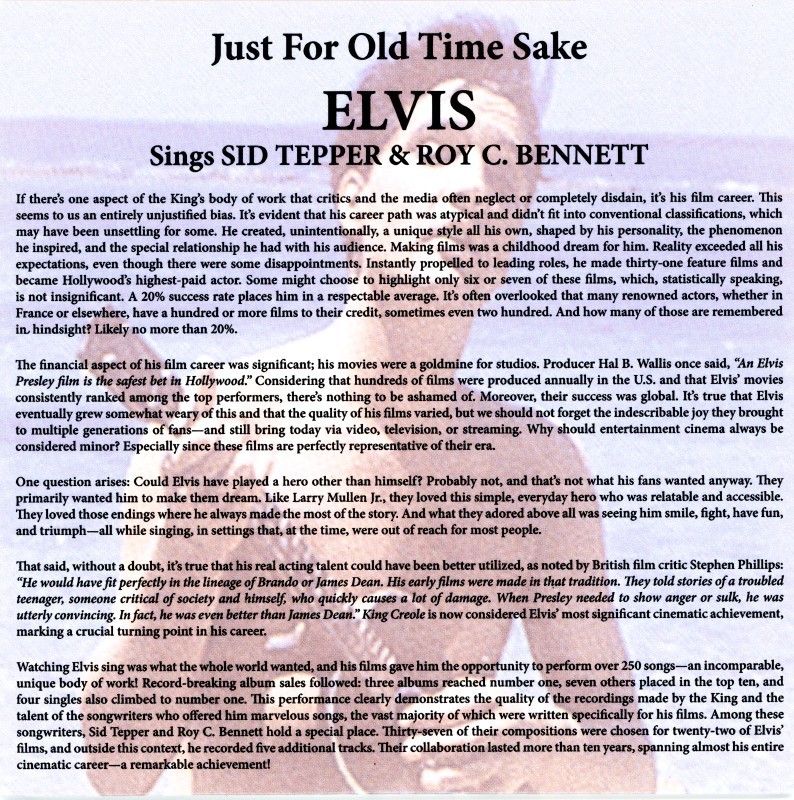 CD Just For Old Time Sake VPI 783863