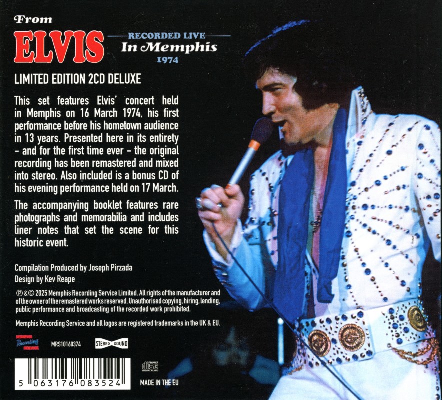 CD From Elvis Recorded Live In Memphis 1974 MRS MRS10160374