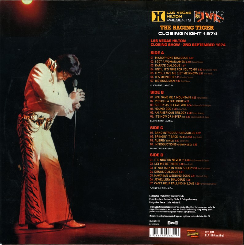 LP The Racing Tiger Closing Night 1974 MRS MRV40020974